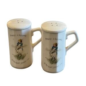 HOLLY HOBBIE Vintage Porcelain Salt & Pepper Shakers 1974 unused